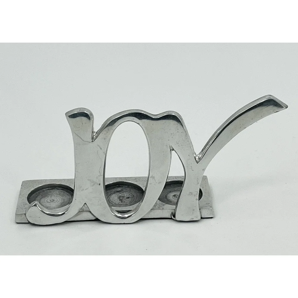 JOY Tealight Votive Candle Holder Christmas Cast Aluminum Made in India